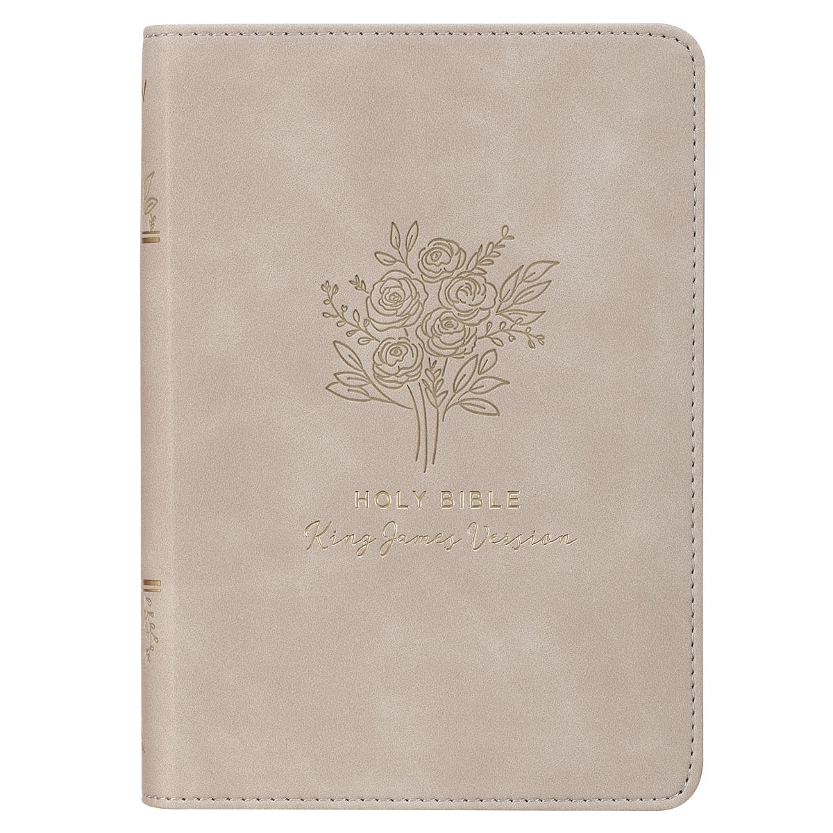 Taupe Bouquet Faux Leather Compact King James Version Bible