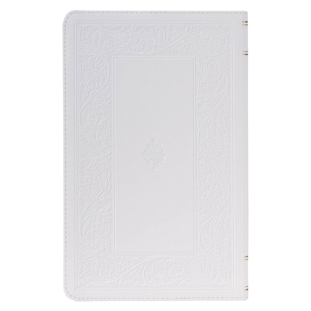 White Floral Faux Leather Giant Print Standard-size King James Version Bible with Thumb Index