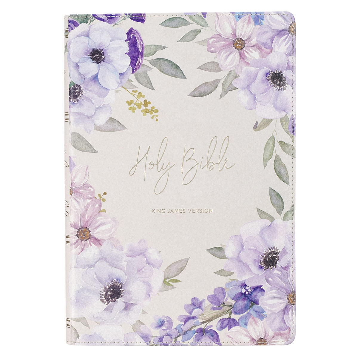 Lavender Floral Faux Leather Giant Print Full-size King James Version Bible with Thumb Index