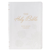 White Faux Leather Super Giant Print King James Version Bible with Thumb Index