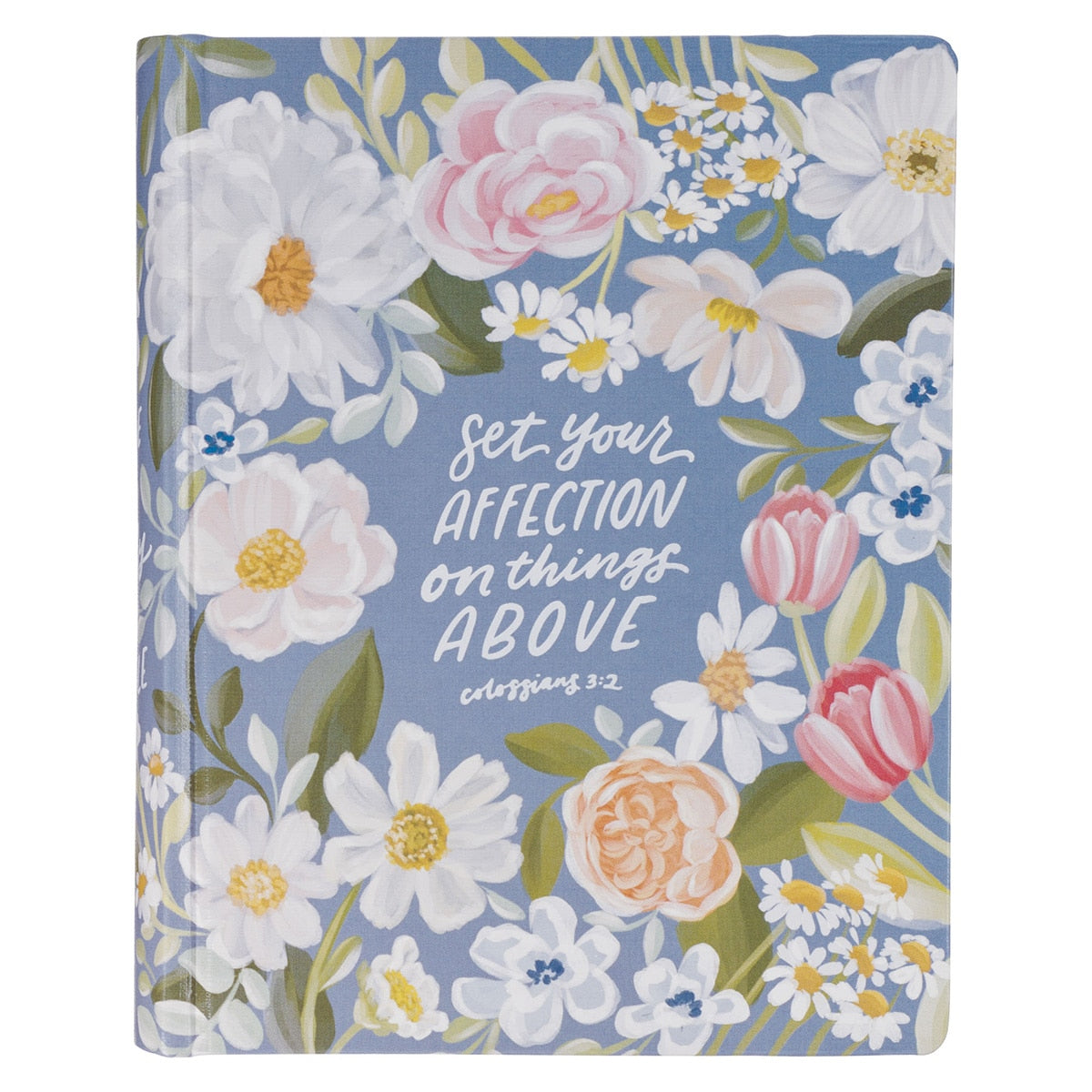 Blue Floral Hardcover Flora Collection Faux Leather King James Version Note-taking Bible - Colossians 3:2