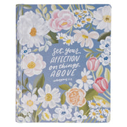Blue Floral Hardcover Flora Collection Faux Leather King James Version Note-taking Bible - Colossians 3:2