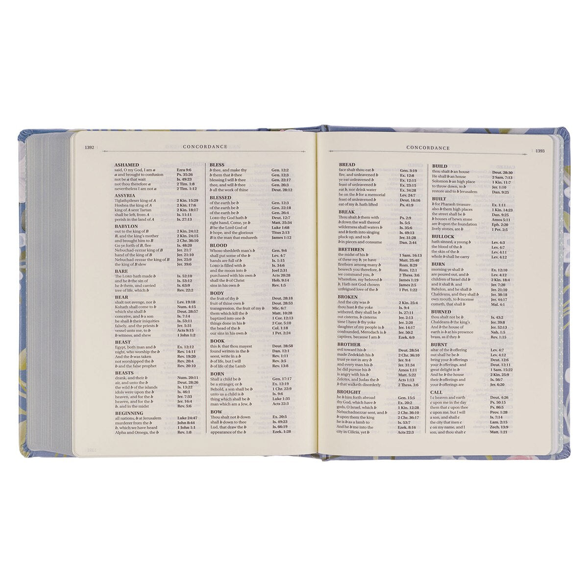 Blue Floral Hardcover Flora Collection Faux Leather King James Version Note-taking Bible - Colossians 3:2