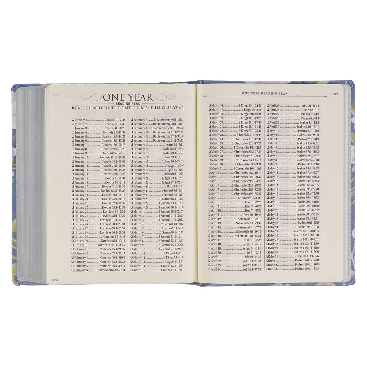 Blue Floral Hardcover Flora Collection Faux Leather King James Version Note-taking Bible - Colossians 3:2