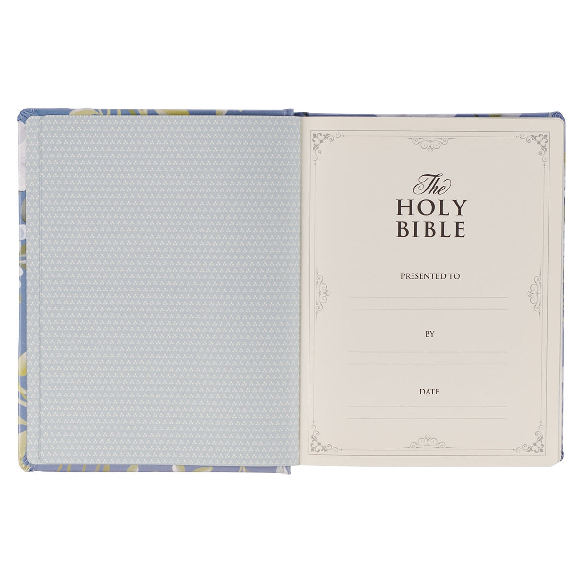 Blue Floral Hardcover Flora Collection Faux Leather King James Version Note-taking Bible - Colossians 3:2