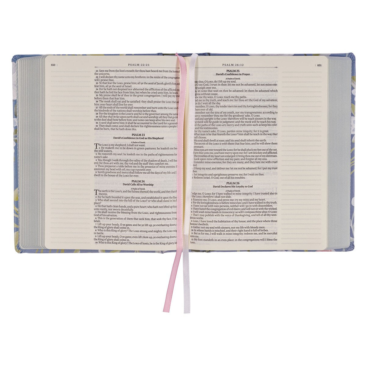 Blue Floral Hardcover Flora Collection Faux Leather King James Version Note-taking Bible - Colossians 3:2