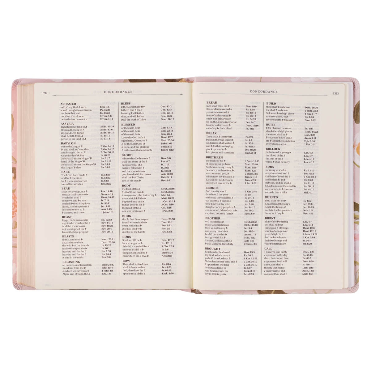 Peach Floral Margo Collection Faux Leather King James Version Note-taking Bible - Proverbs 31:25