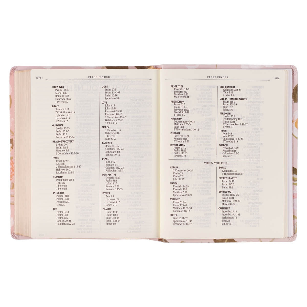 Peach Floral Margo Collection Faux Leather King James Version Note-taking Bible - Proverbs 31:25