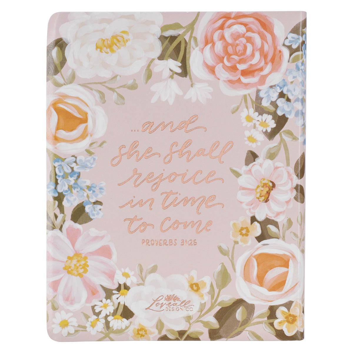 Peach Floral Margo Collection Faux Leather King James Version Note-taking Bible - Proverbs 31:25