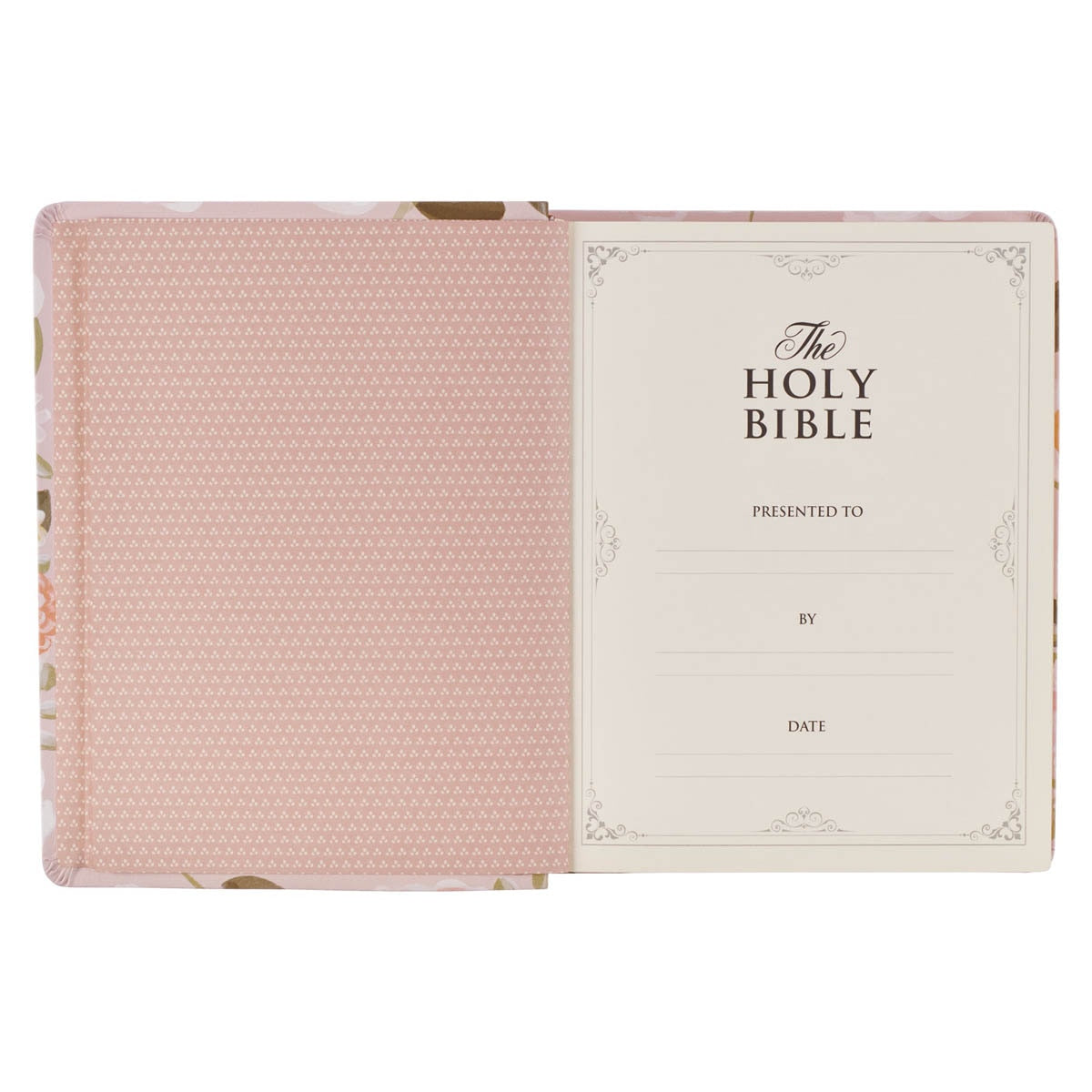 Peach Floral Margo Collection Faux Leather King James Version Note-taking Bible - Proverbs 31:25