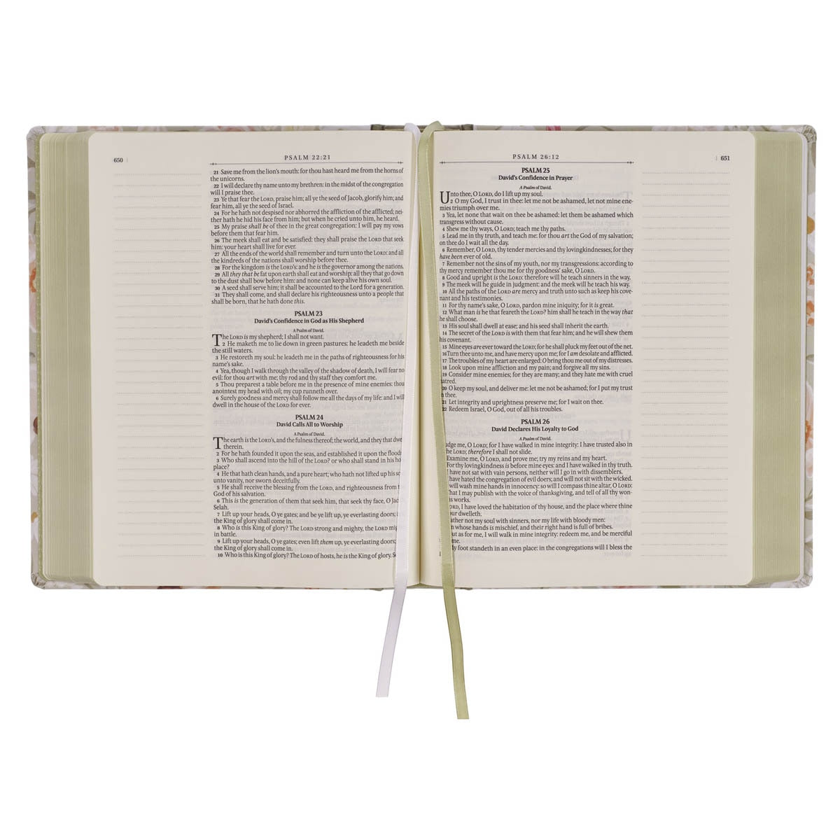 Sage Green Floral Hardcover Amelia Collection Large Print King James Version Note-taking Bible - Luke 22:42