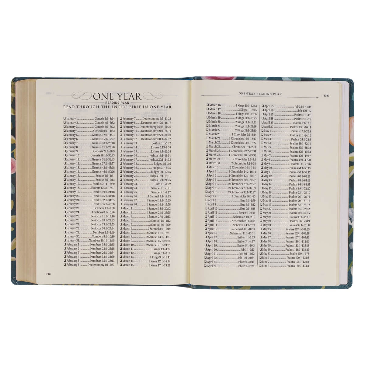 Teal Floral Ally Collection Large Print Faux Leather King James Version Note-taking Bible - Matthew 22:37