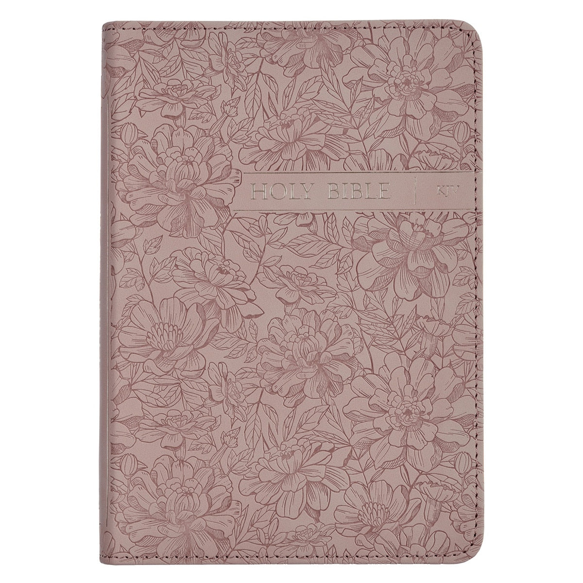 Blush Pink Floral Faux Leather Compact King James Version Bible