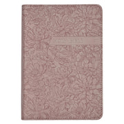 Blush Pink Floral Faux Leather Compact King James Version Bible