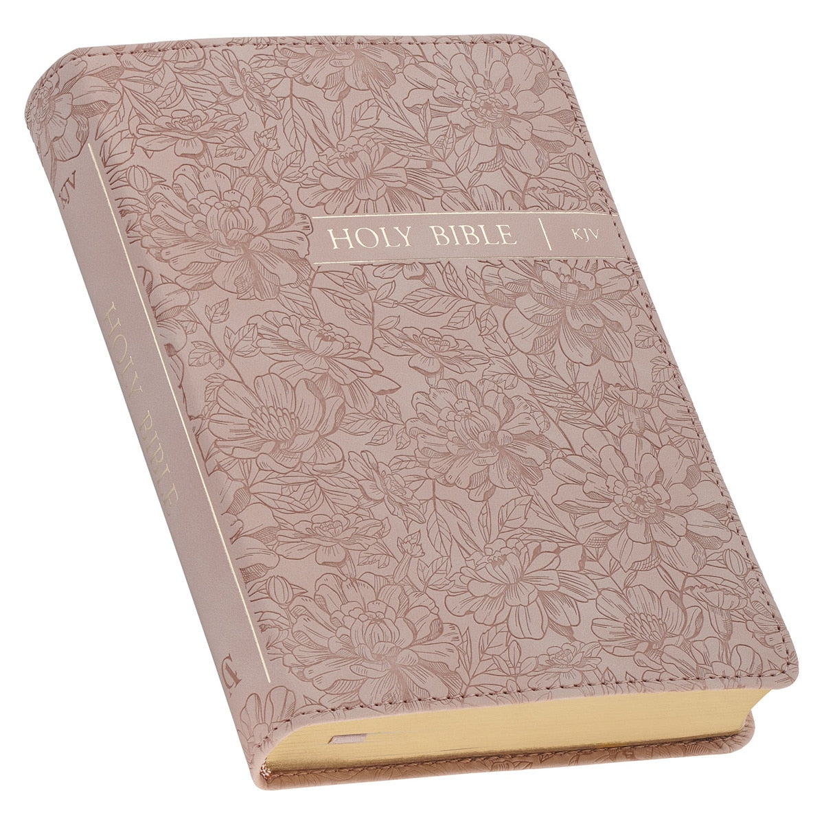 Blush Pink Floral Faux Leather Compact King James Version Bible