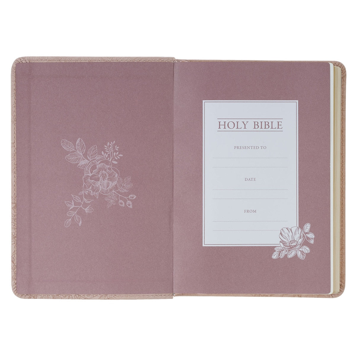 Blush Pink Floral Faux Leather Compact King James Version Bible