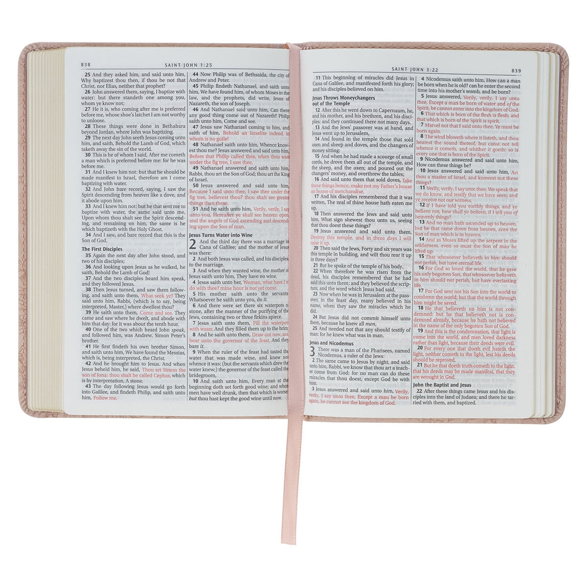 Blush Pink Floral Faux Leather Compact King James Version Bible