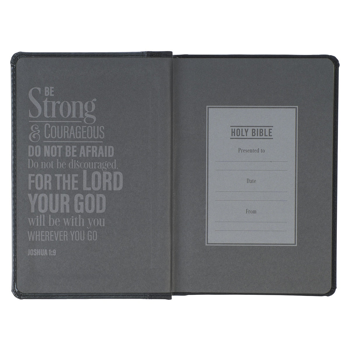 Black and Gray Lion Faux Leather Hardcover Compact King James Version Bible