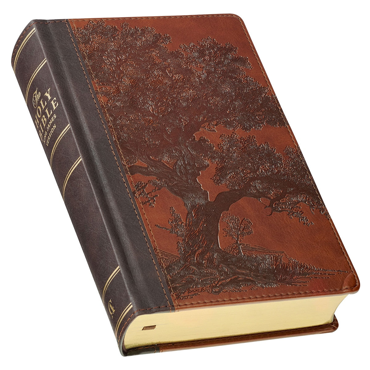 Rooted Brown Faux Leather Hardcover Standard-size Giant Print King James Version Bible with Thumb Index