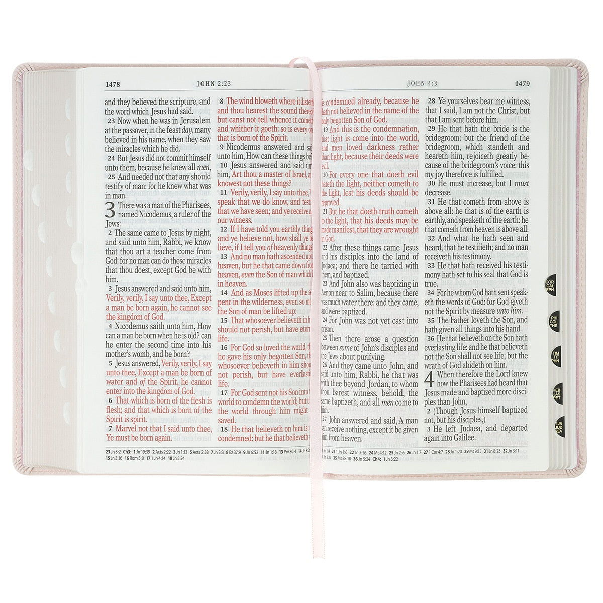 Blush Floral Faux Leather Standard-size Giant Print KJV Bible Thumb Index