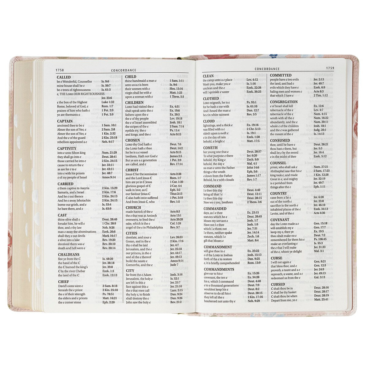 Pink Floral Faux Leather Giant Print Standard-Size King James Version Bible with Thumb Index