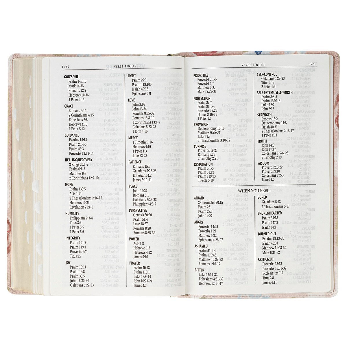 Pink Floral Faux Leather Giant Print Standard-Size King James Version Bible with Thumb Index