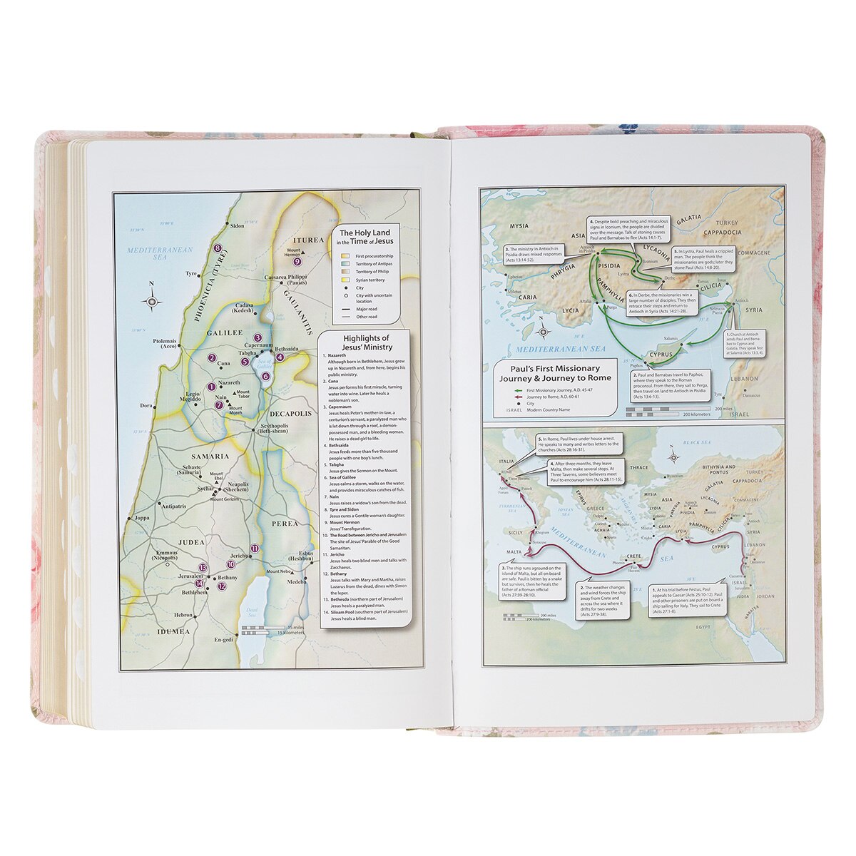 Pink Floral Faux Leather Giant Print Standard-Size King James Version Bible with Thumb Index