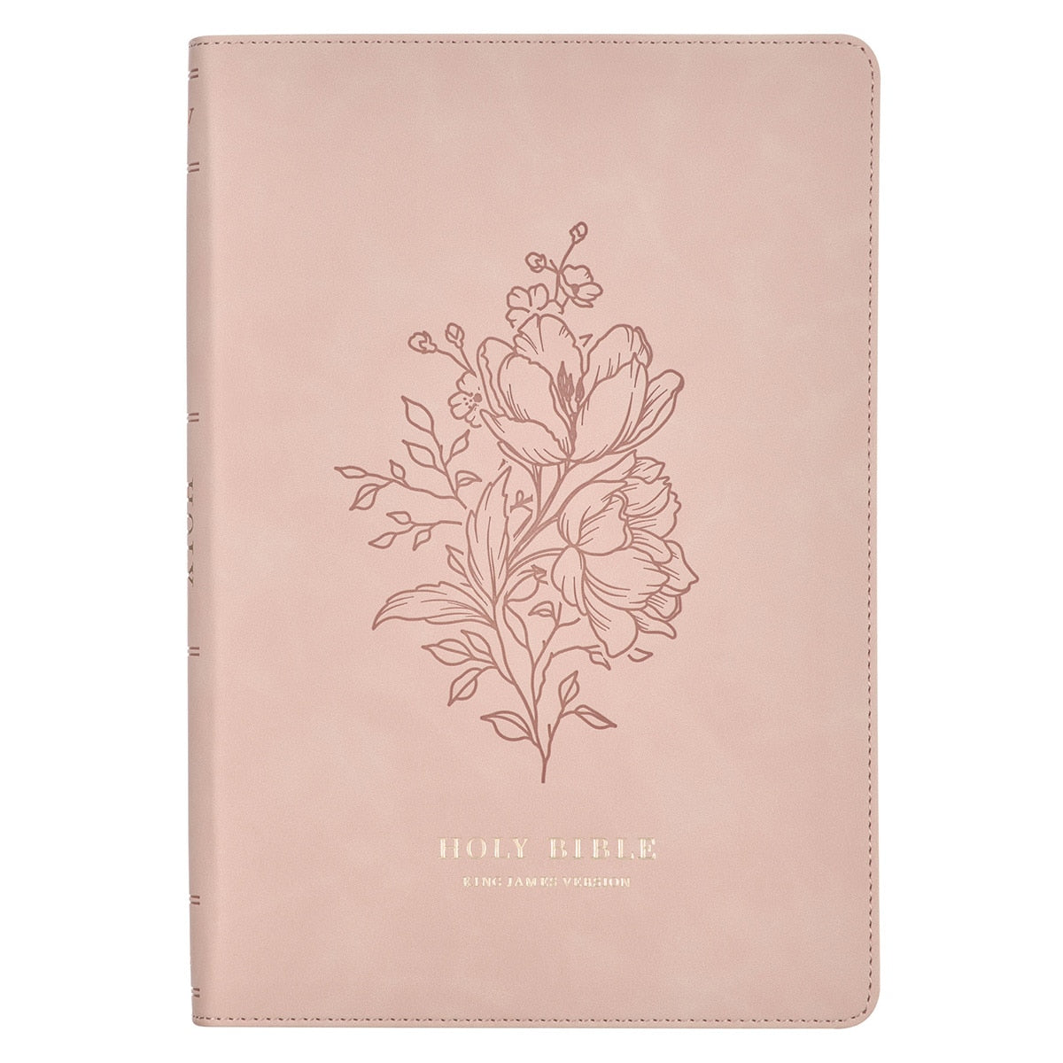Pink Floral Faux Leather Large Print Thinline King James Version Bible with Thumb Index