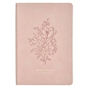Pink Floral Faux Leather Large Print Thinline King James Version Bible with Thumb Index