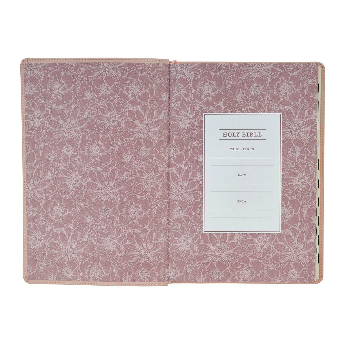 Pink Floral Faux Leather Large Print Thinline King James Version Bible with Thumb Index