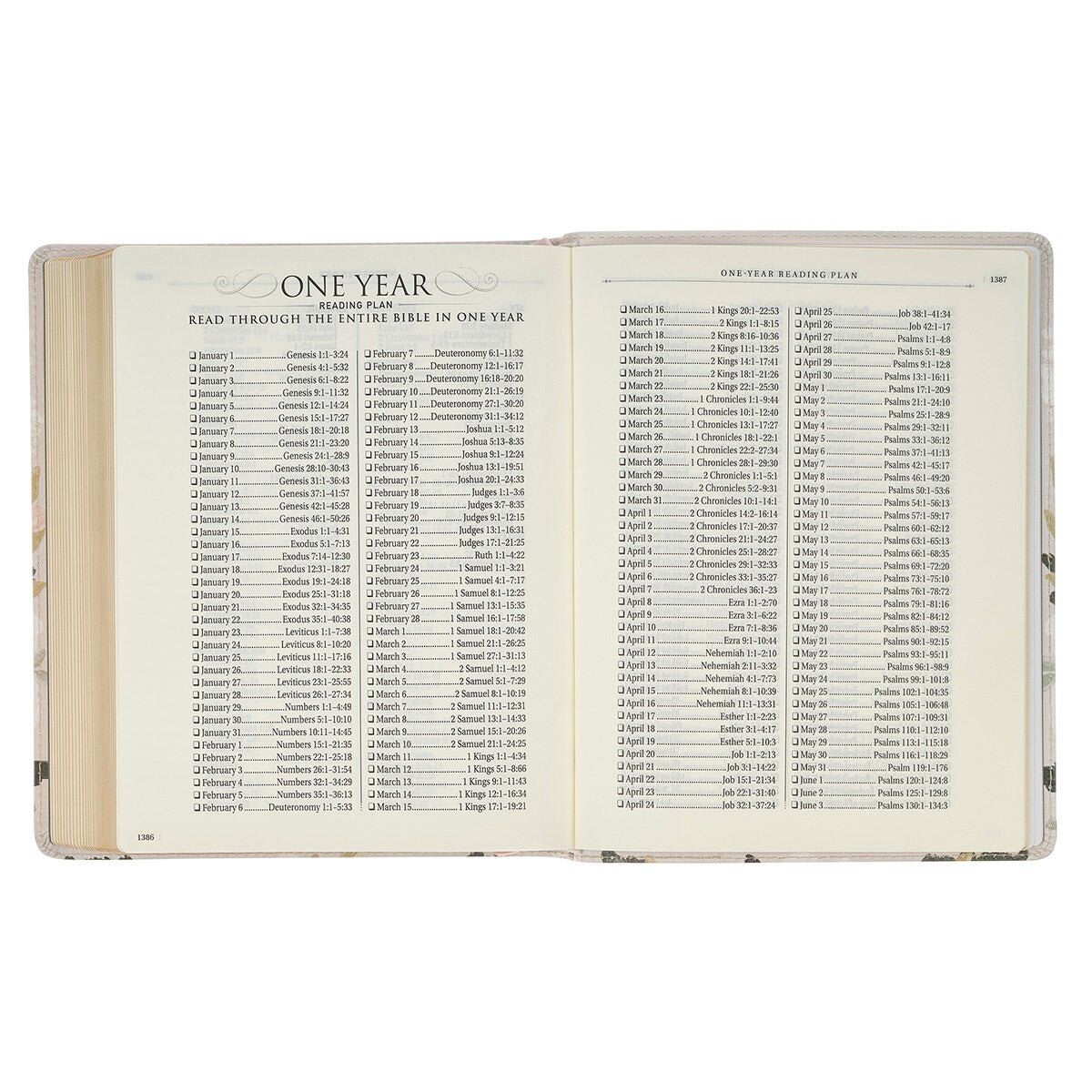 Cream Floral Faux Leather KJV Note-taking Bible - Psalm 91:4