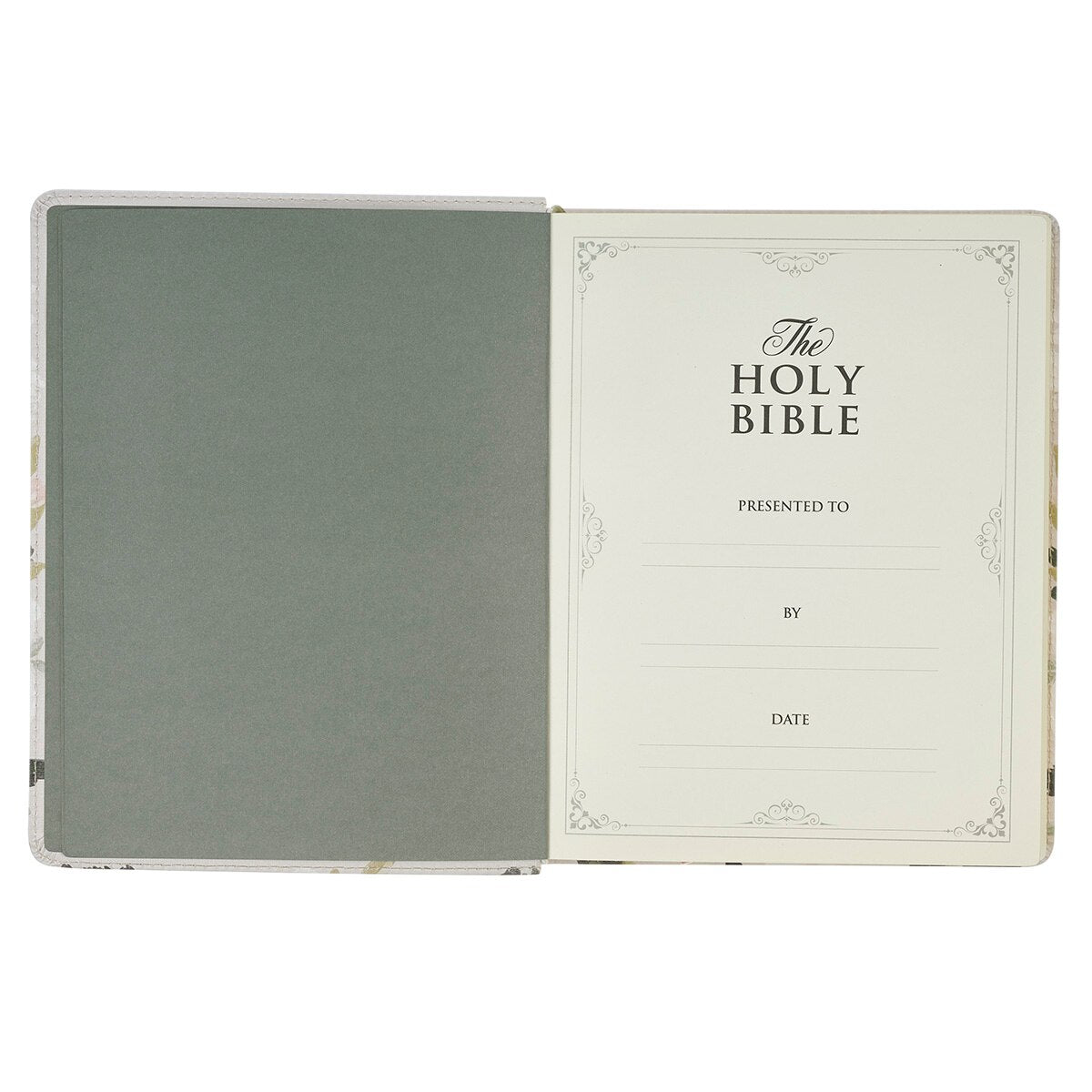Cream Floral Faux Leather KJV Note-taking Bible - Psalm 91:4