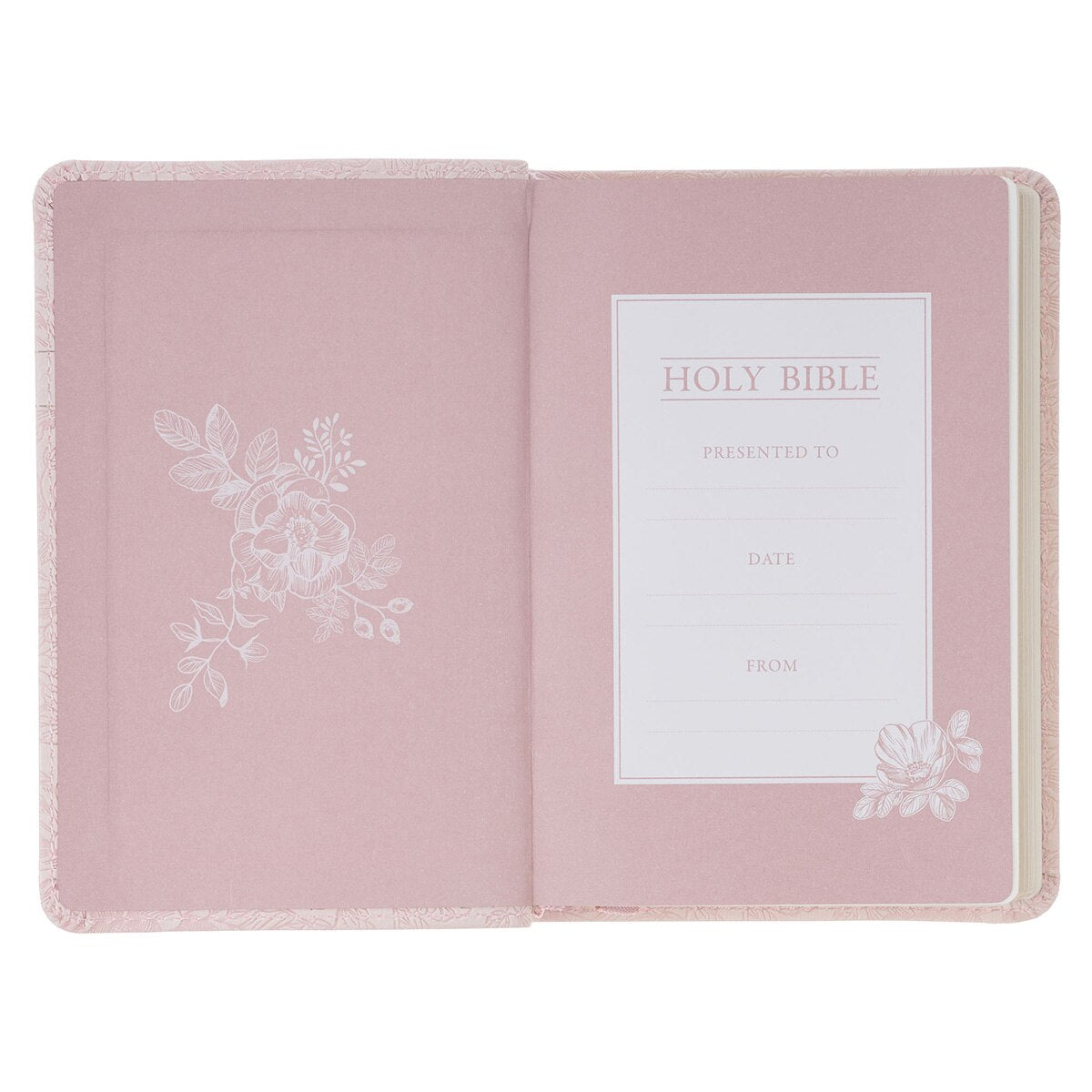 Blush Rose Faux Leather Floral King James Version Pocket Bible