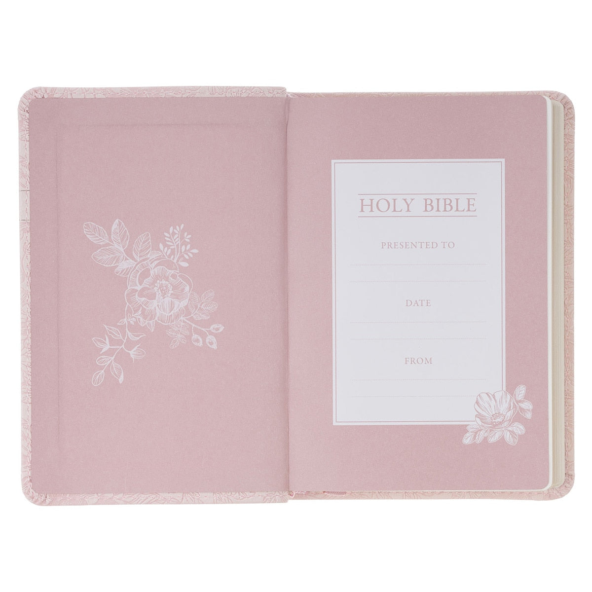 Blush Rose Faux Leather Floral King James Version Pocket Bible