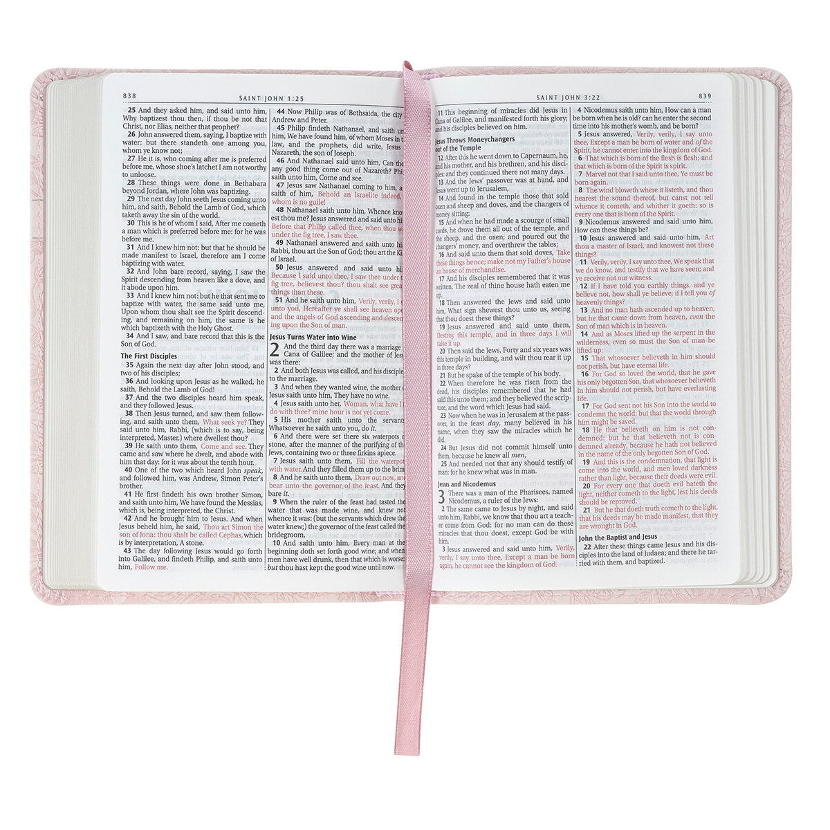 Blush Rose Faux Leather Floral King James Version Pocket Bible