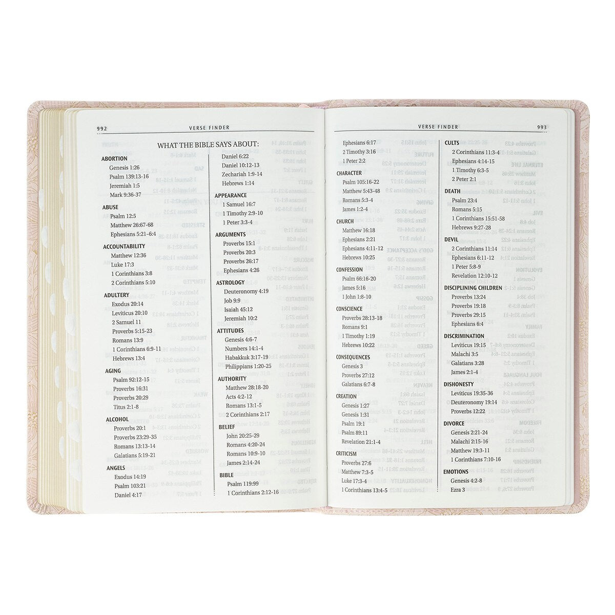 Pale Pink Floral Faux Leather King James Version Deluxe Gift Bible with Thumb Index