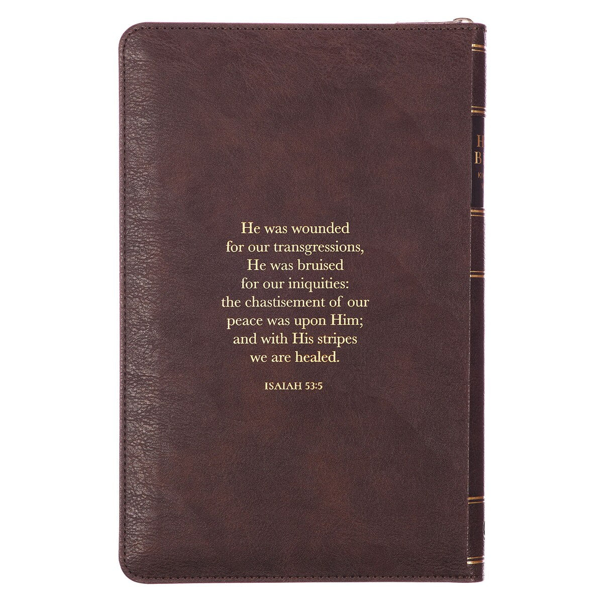 Crown of Thorns Two-tone Brown Faux Leather King James Version Deluxe Gift Bible with Thumb Index and Zipper Closure