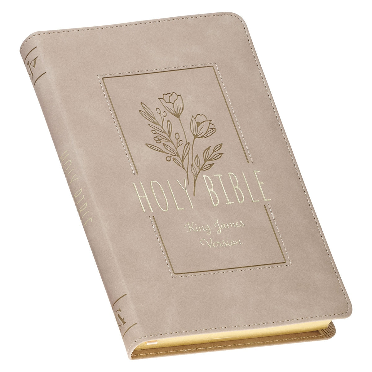 Taupe Floral Faux Leather King James Version Gift Edition Bible
