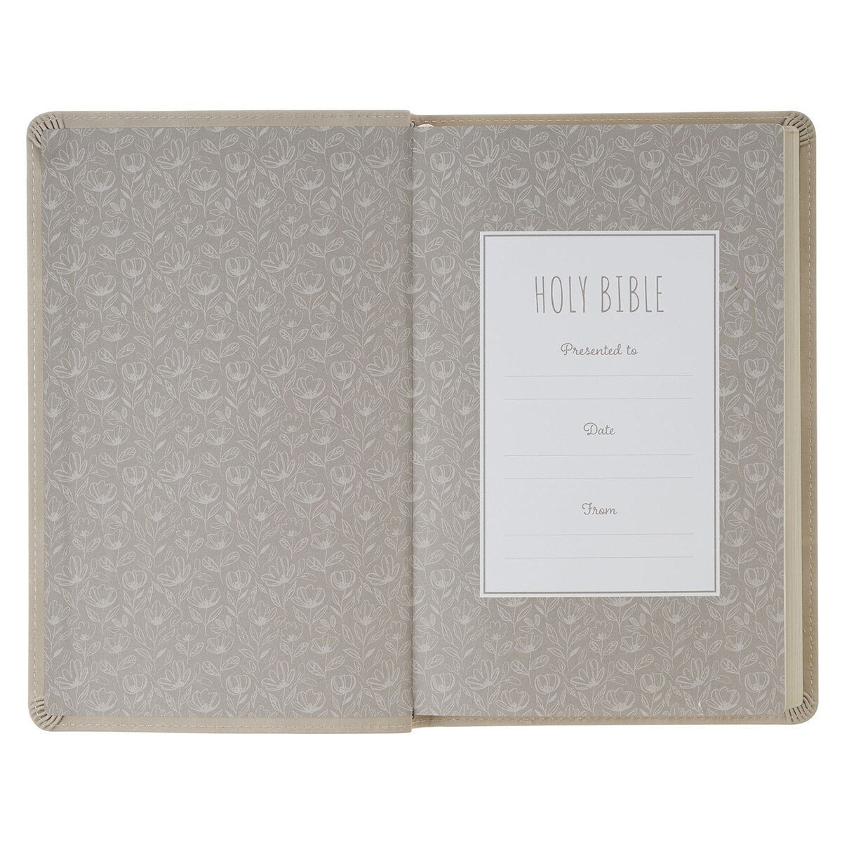 Taupe Floral Faux Leather King James Version Gift Edition Bible