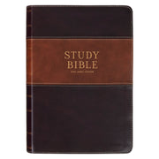 Burgundy and Toffee Faux Leather King James Study Bible with Thumb Index
