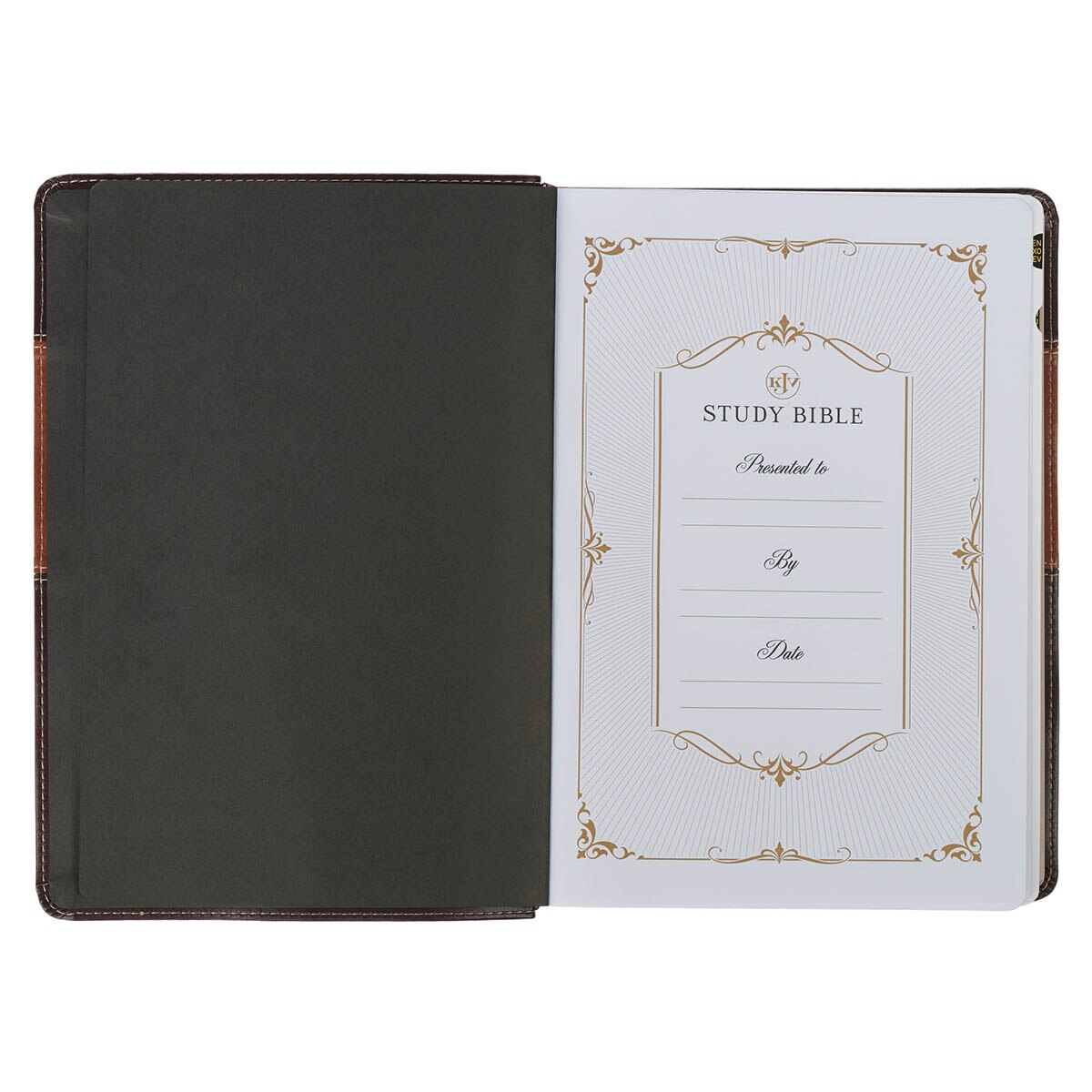 Burgundy and Toffee Faux Leather King James Study Bible with Thumb Index