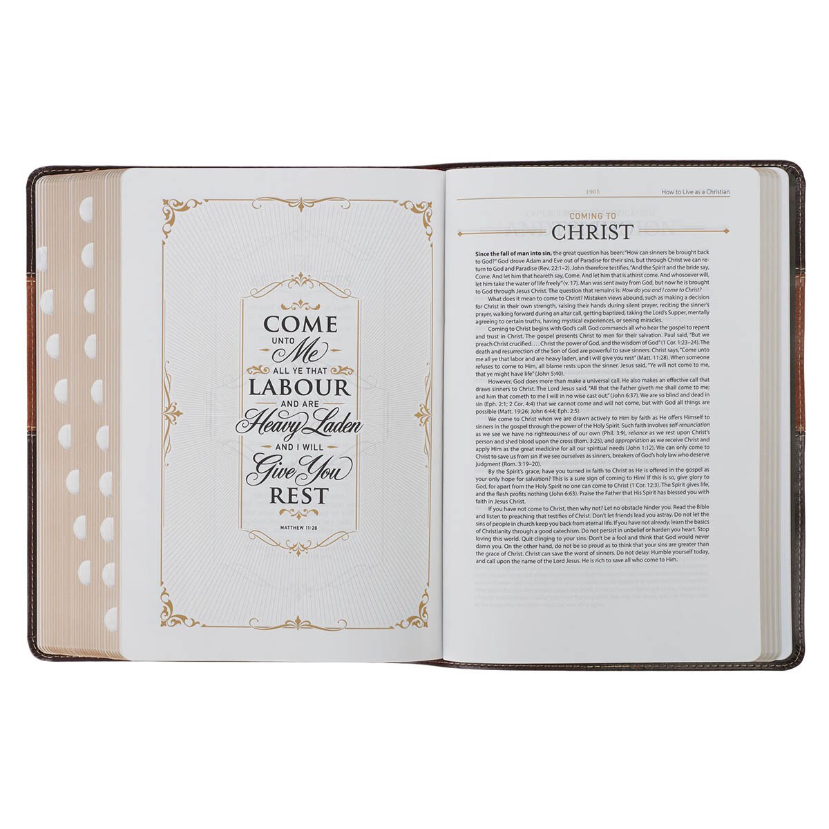 Burgundy and Toffee Faux Leather King James Study Bible with Thumb Index