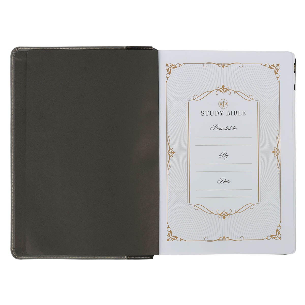 Black and Gray Faux Leather King James Study Bible with Thumb Index