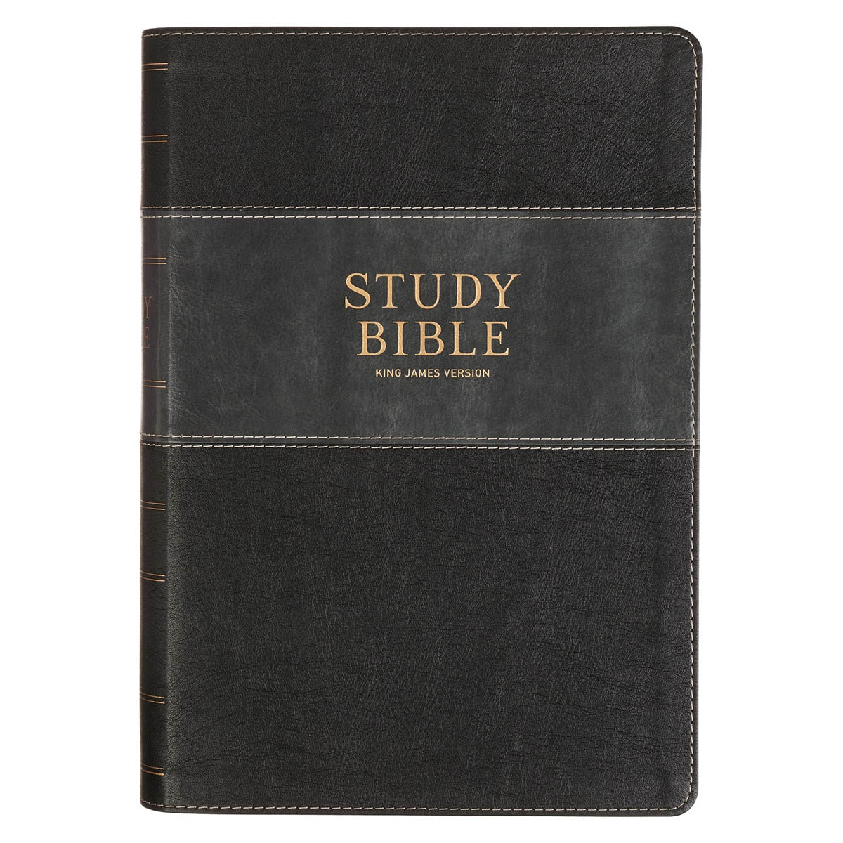 Black and Graphite Faux Leather Large Print King James Version Study Bible with Thumb Index