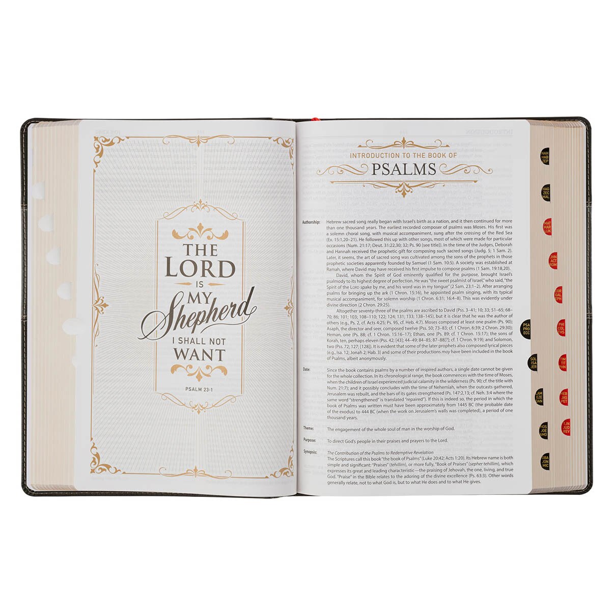 Black and Graphite Faux Leather Large Print King James Version Study Bible with Thumb Index