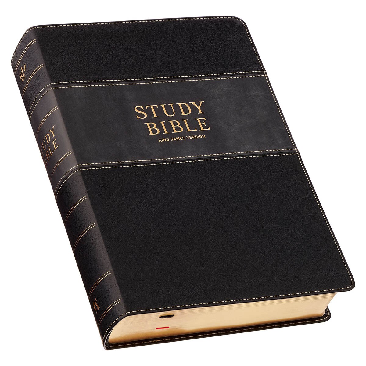 Black and Graphite Faux Leather Large Print King James Version Study Bible with Thumb Index