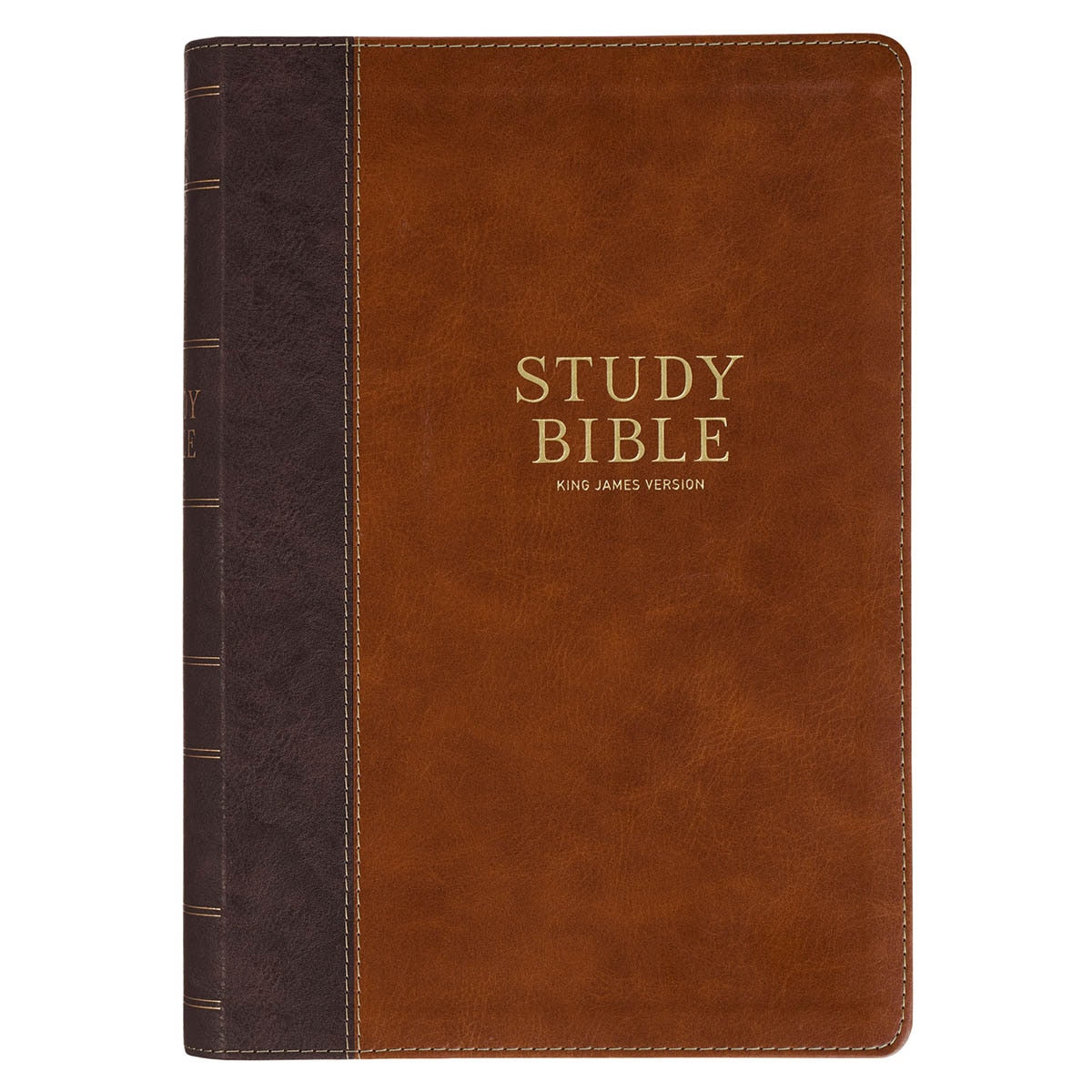 Dark Brown and Honey Brown Faux Leather Large Print King James Version Study Bible with Thumb Index