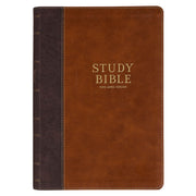 Dark Brown and Honey Brown Faux Leather Large Print King James Version Study Bible with Thumb Index