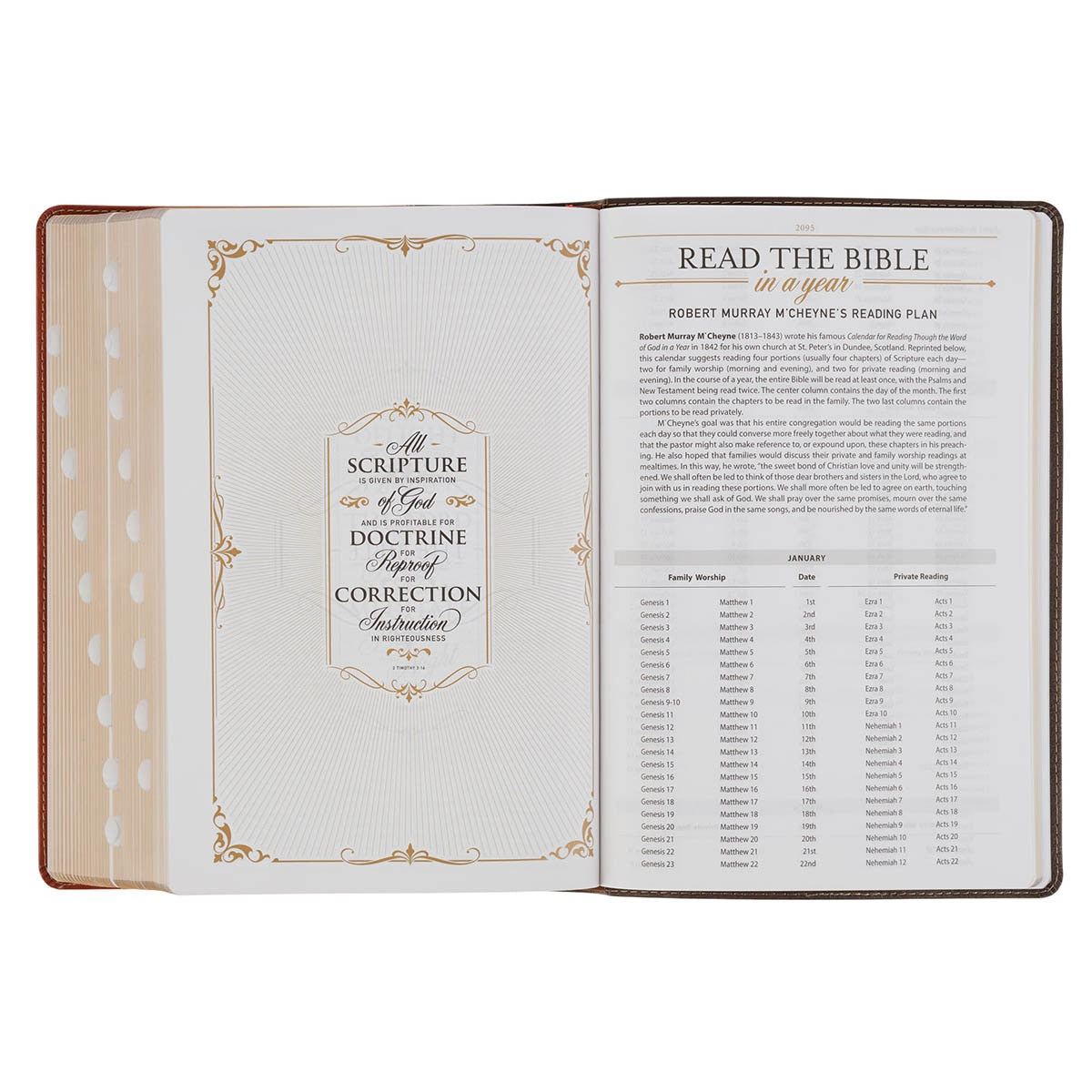 Dark Brown and Honey Brown Faux Leather Large Print King James Version Study Bible with Thumb Index
