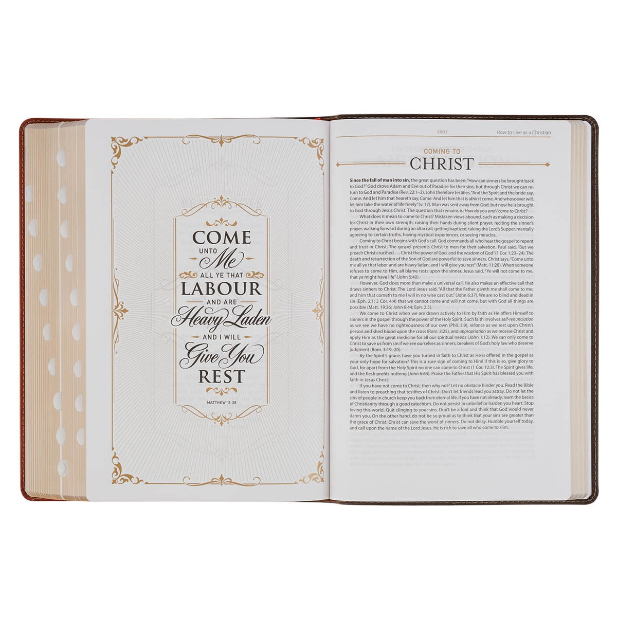Dark Brown and Honey Brown Faux Leather Large Print King James Version Study Bible with Thumb Index